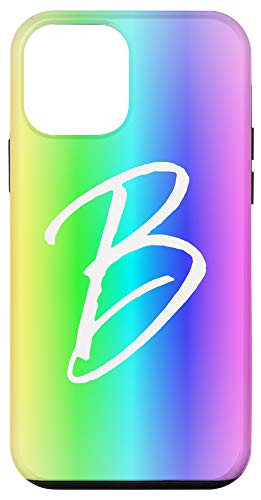 iPhone 12 mini Rainbow Initial B Phone Case Colorful Rainbow Ombre Letter B Case