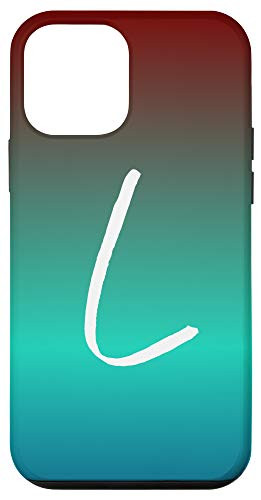 iPhone 12 mini Letter L Blue to Red Gradient Phone Case Cute Teal Initial L Case