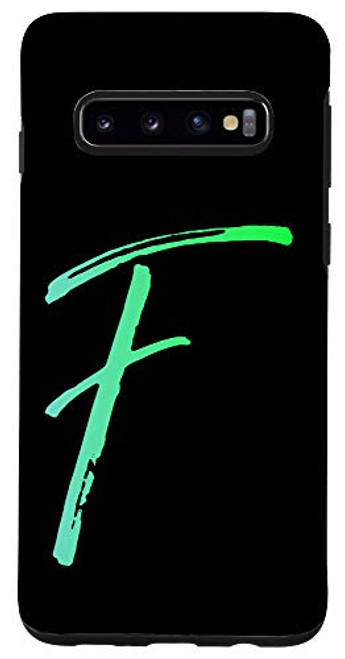 Galaxy S10 Initial F Phone Case Bright Colorful Blue  and  Green Letter F Case