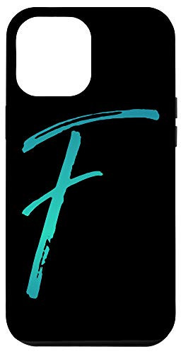 iPhone 12 Pro Max Initial F Phone Case Vintage Colorful Blue Ombre Letter F Case