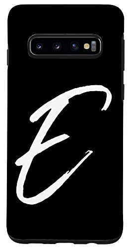 Galaxy S10 Letter E Phone Case Black Calligraphy Monogram Initial E Case