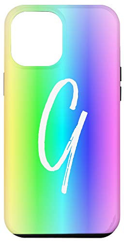 iPhone 12 Pro Max Rainbow Initial G Phone Case Colorful Rainbow Ombre Letter G Case