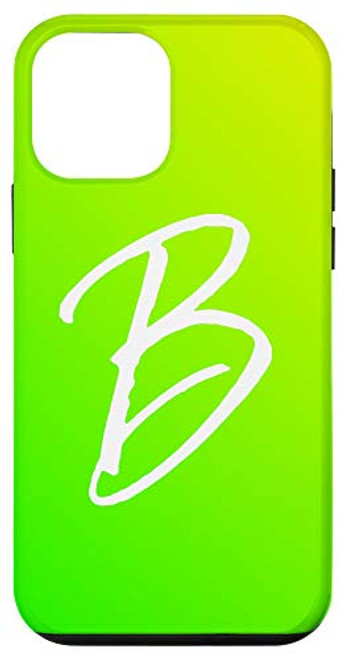 iPhone 12 mini Bright Green Gradient Initial B Phone Lime Green Letter B Case