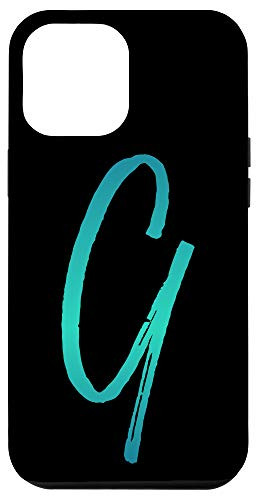 iPhone 12 Pro Max Initial G Phone Case Vintage Colorful Blue Ombre Letter G Case