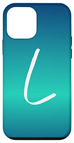 iPhone 12 mini Letter L Blue Gradient Phone Case Calligraphy Blue Initial L Case