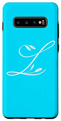 Galaxy S10Plus Letter L Flower Bright Blue Phone Case Blue Floral Initial L Case