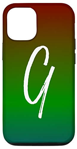 iPhone 12/12 Pro Initial G Blue Green Red Gradient Phone Case Green Letter G Case