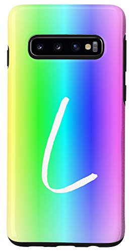 Galaxy S10 Rainbow Initial L Phone Case Colorful Rainbow Ombre Letter L Case