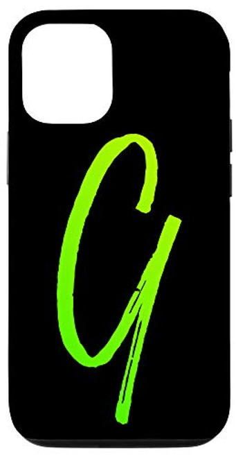 iPhone 12/12 Pro Bright Green Initial G Phone Case Color Lime Green Letter G Case