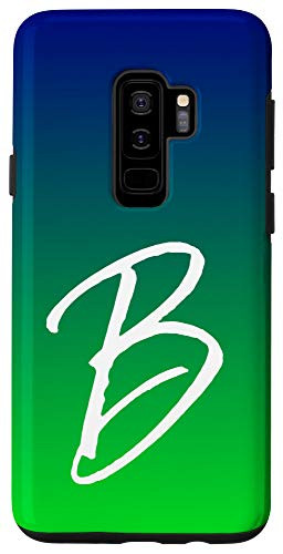 Galaxy S9Plus Blue to Green Gradient Initial B Phone Case Green Letter B Case