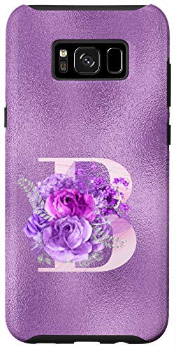 Galaxy S8Plus Lilac floral Initial Letter B monogram purple floral Case