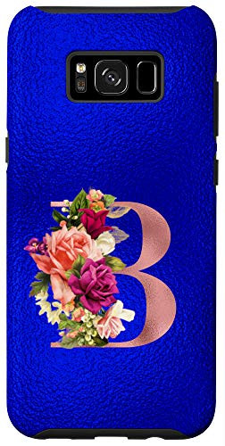 Galaxy S8Plus Blue floral initial letter B monogram lilac blush flowers Case