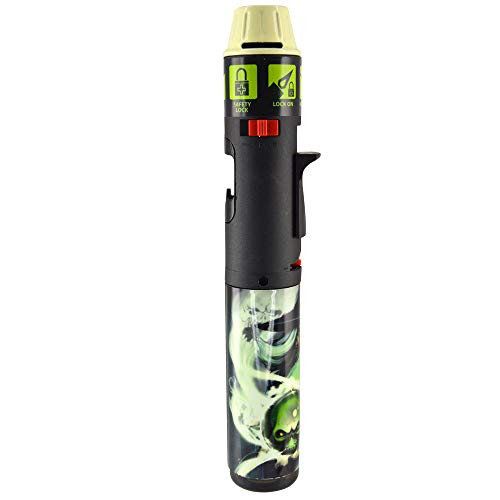 Designer Glow-in-The-Dark Turbo Blue Multi-Purpose Refillable Butane Torch Lighter Stick, Wind Proof - Wizard