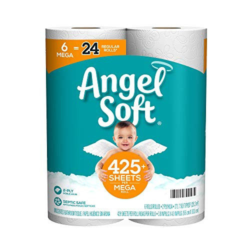 Angel Soft, Toilet Paper, Mega Rolls, 6 Count of 429 2-Ply Sheets Per Roll