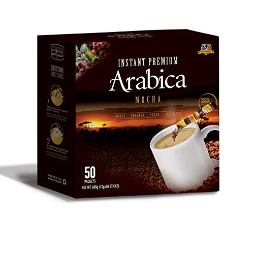 Cafe Mazel Instant Coffee - Arabica Mocha, Instant Coffee Mix, 3 in 1 Instant Coffee, 50 Sticks