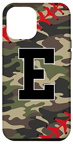 iPhone 12 Pro Max Baseball Softball Letter E Initial Gift Ball Player Camo Case