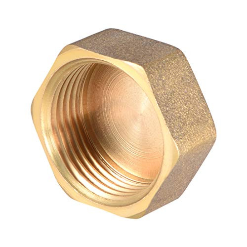 uxcell 3/4NPT Pipe Fitting Cap, Brass Hex Female Thread Hose Connector, for Garden and Outdoor Water Pipes Nozzle Joints