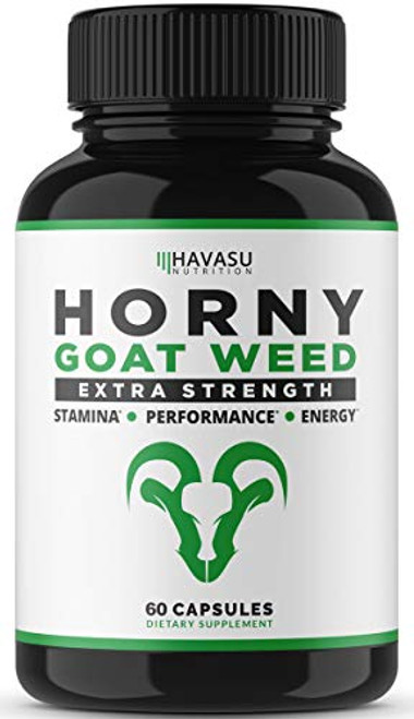 Havasu Nutrition Horny Goat Weed with Ginseng Maca Root for Men and Women - Supports Energy, Stamina, and Performance Boost - 1000mg Herbal Supplement - 60 Capsules