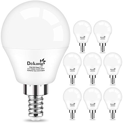 Ceiling Fan Light Bulbs, E12 LED Bulb 8 Pack - DeKang Candelabra Light Bulbs 60Watt Equivalent Daylight 5000K,A15 Small Base Light Bulbs for Ceiling Lights,600LM, Non-Dimmable