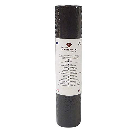 Invisible Mesh Stabilizer Black 1.5 oz 12 inch x 10 Yard Roll. SuperStable Embroidery Stabilizer Backing