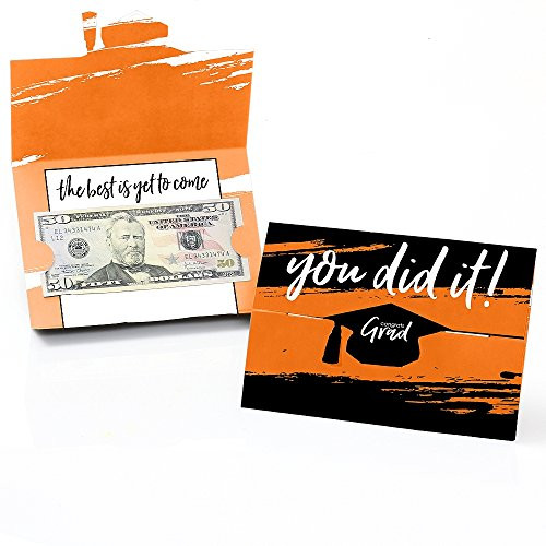 Big Dot of Happiness Orange Grad - Best is Yet to Come - Orange Graduation Party Money and Gift Card Holders - Set of 8