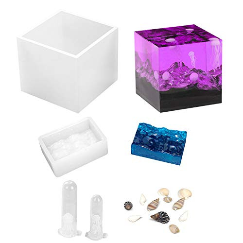 HANCHEOL Square Silicone Large Square Mold Candle Molds for Epoxy Resin Casting Cube Molds Silicone Candles Casting Square Cube Resin Mold Making Silicon Apoxy Molds for DIY Resin Set Kit
