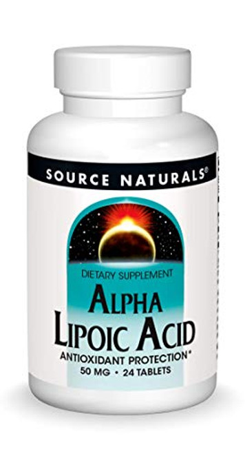 Source Naturals Alpha Lipoic Acid 50 mg Supports Healthy Sugar Metabolism, Liver Function and Energy Generation - 24 Tablets Source Naturals Alpha Lipoic Acid 50 mg Supports Healthy Sugar Metabolism, Liver Function and Energy Generation - 24 Tablets
