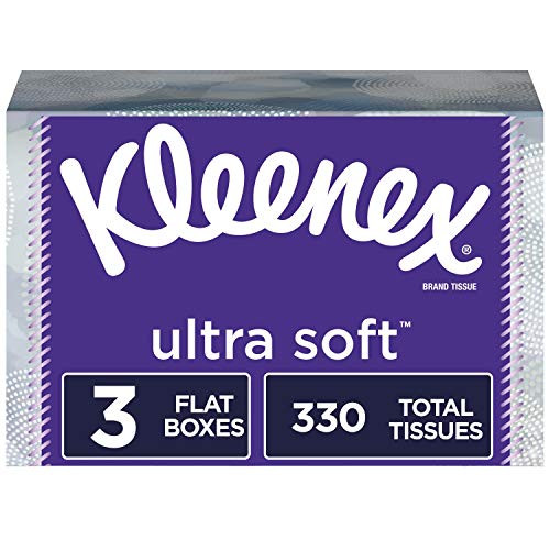 Kleenex Ultra Soft Facial Tissues, 3 Rectangular Tissue Boxes, 110 Tissues per Box (330 Tissues Total)