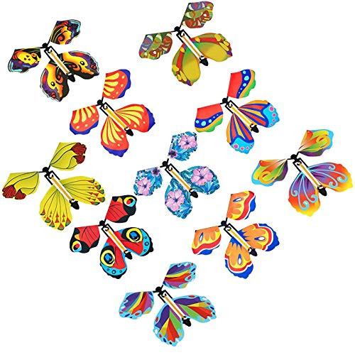 LYLEE 10 Pieces Magic Flying Butterfly Card Surprise Wind Up Butterfly in The Book Rubber Band Powered Magic Fairy Flying Toy Great Surprise Gift LYLEE 10 Pieces Magic Flying Butterfly Card Surprise Wind Up Butterfly in The Book Rubber Band Powered Magic Fairy Flying Toy Great Surprise Gift