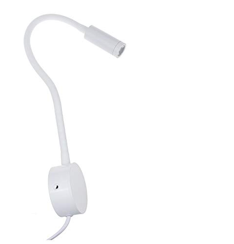 Flexible Gooseneck Wall Mount Reading Lamp Light Led Wall Sconce Lamp Lighting for Bedroom Bedside Reading 3 Watts (Warm White Lighting-Switch on Cord)
