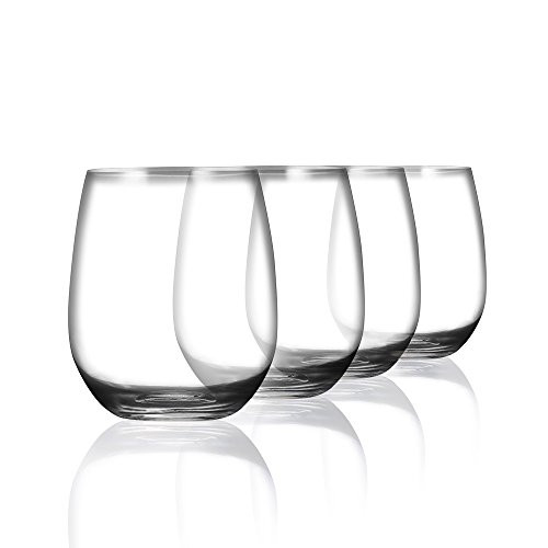 Acrylic Clear Unbreakable Stemless Wine Glasses 15-ounce, Set of 4