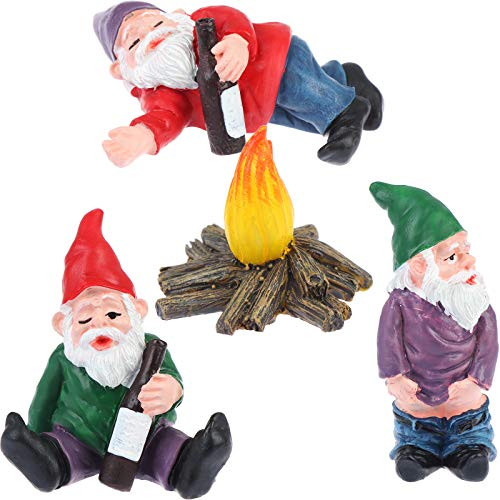 XIDAJIE Miniature Gardening Drinking Gnomes - Set of 4Pcs Garden Miniature Gnomes Accessories for The Miniature Fairy Garden