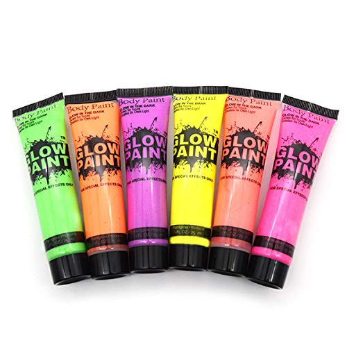 Migaven 6PCS 25ml UV Glow Blacklight Reactive Neon Fluorescent Face Body Paint Set for Nightclub Halloween Festivals Carnivals Party Makeup Migaven 6PCS 25ml UV Glow Blacklight Reactive Neon Fluorescent Face Body Paint Set for Nightclub Halloween Festivals Carnivals Party Makeup