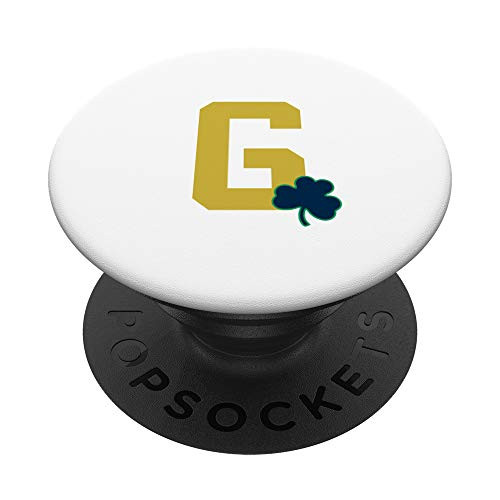 Letter G Initial with Tiny Blue Shamrock PopSockets PopGrip: Swappable Grip for Phones  and  Tablets
