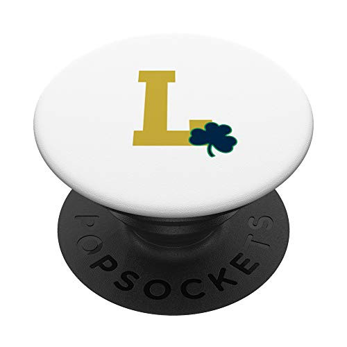 Letter L Initial with Tiny Blue Shamrock PopSockets PopGrip: Swappable Grip for Phones  and  Tablets