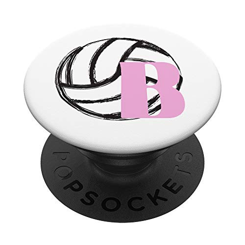 Letter B Volleyball Pink Monogram PopSockets PopGrip: Swappable Grip for Phones  and  Tablets