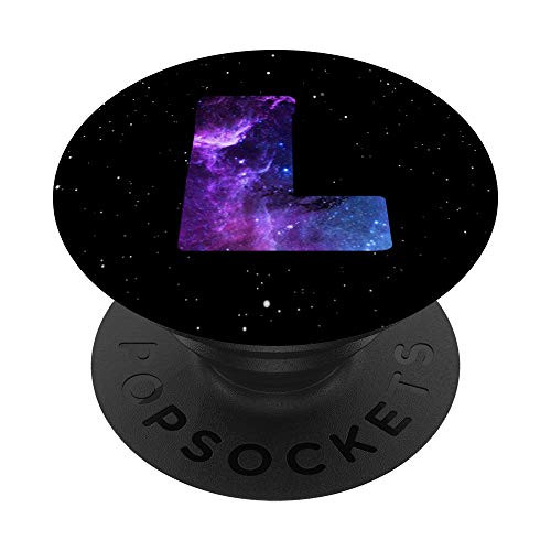 Letter L Initial Space and Stars Design PopSockets PopGrip: Swappable Grip for Phones  and  Tablets