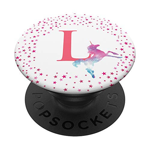 Galaxy Unicorn Letter L Initials Monogram PopSockets Grip and Stand for Phones and Tablets