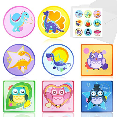 HOWAF 32 Pieces Owl Valentine's Day Greetings Cards, Animals Valentines Gift Cards Valentine's Classroom Exchange Word Search Kids Valentines Cards for Kids, 8 Designs