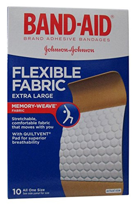 Johnson and Johnson Band-Aid Extra Large Flexible Fabric Adhesive Bandages, 10 Count Johnson and Johnson Band-Aid Extra Large Flexible Fabric Adhesive Bandages, 10 Count
