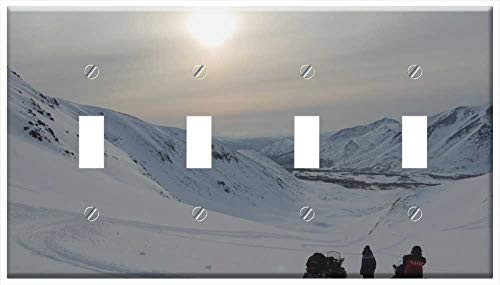 Switch Plate 4 Gang Toggle - Mountains Ridge Slopes Rocks Snow Stones Height 3