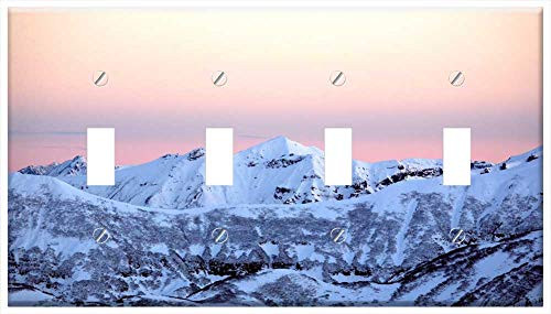 Switch Plate 4 Gang Toggle - The First Snow Mountains Stones Slopes Height Snow