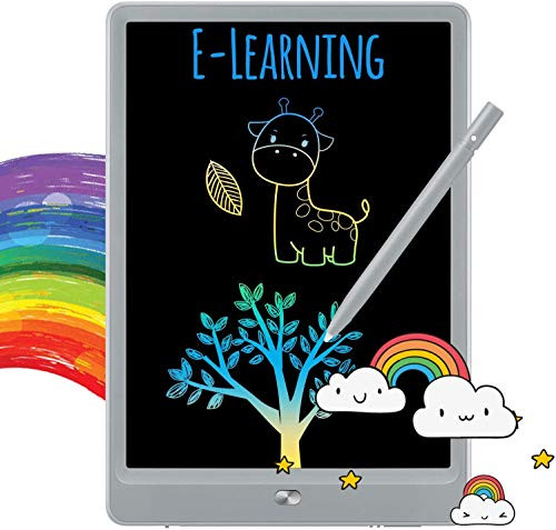 TEKFUN Boys Gifts, 8.5inch LCD Writing Tablet Doodle Board with Rainbow Color, Educational Toys for 3 4 5 6 Year Old Boys, Reusable Drawing Tablet Drawing Board(Gray)