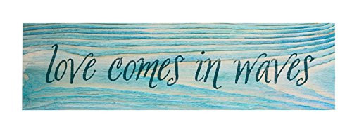 P. GRAHAM DUNN Love Comes in Waves Blue Distressed 6 x 1.5 Pine Wood Tabletop Toothpick Sign