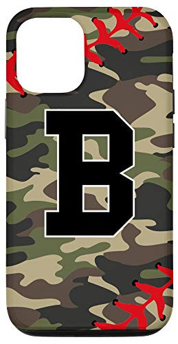 iPhone 12/12 Pro Baseball Softball Letter B Initial Gift Ball Player Camo Case