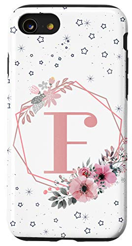 iPhone SE (2020) / 7 / 8 Initial Letter F phone case Flower Pink Monogram Elegant Case