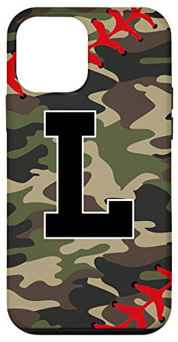 iPhone 12 mini Baseball Softball Letter L Initial Gift Ball Player Camo Case