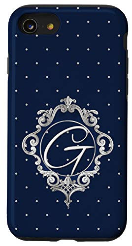 iPhone SE (2020) / 7 / 8 Blue ornamental initial letter G monogram elegant Case