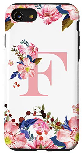 iPhone SE (2020) / 7 / 8 Flower Pattern Watercolor Floral Monogram Initial Letter F Case