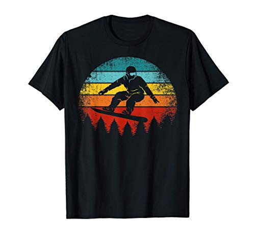Cool Snowboarder Retro Vintage Sunset Snowboarding Slopes T-Shirt